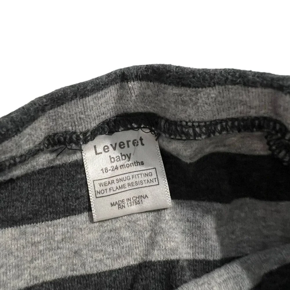Leveret 18-24m Grey Striped Pajamas